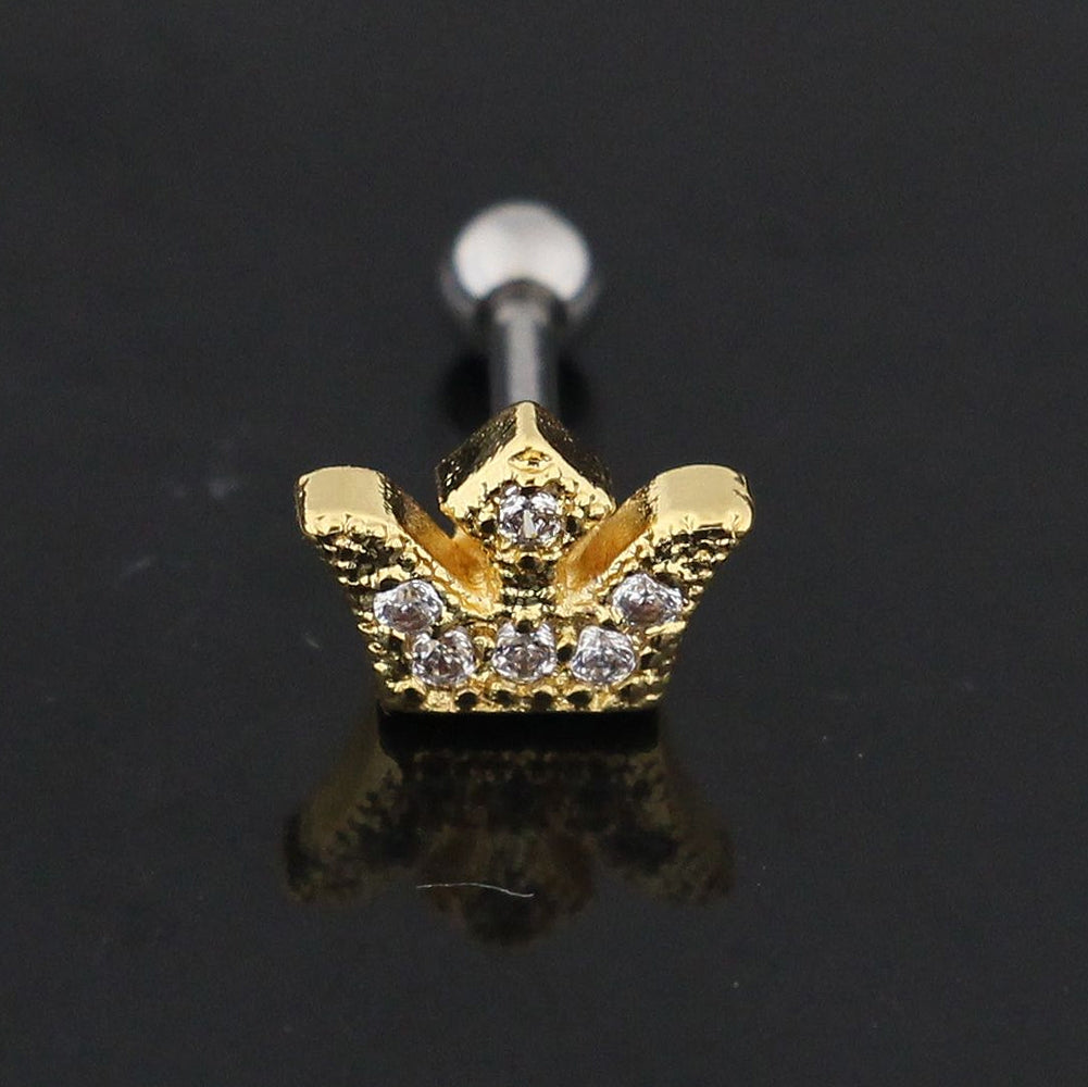 Micro Setting Jeweled Crown Tragus Piercing