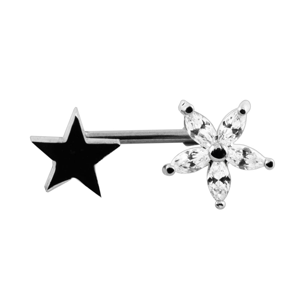 Crystal Flower with Star Surface Piercing