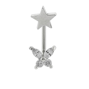 Crystal Butterfly with Star Surface Piercing