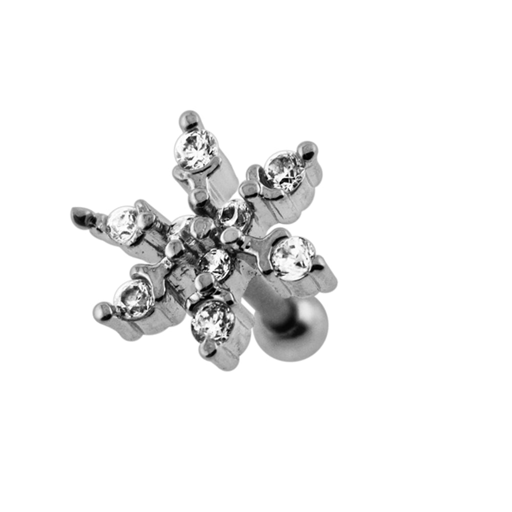 Jeweled Snowflake Cartilage Tragus Piercing Ear Stud