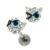 Multi Jeweled Winking Cat Cartilage Tragus Piercing Ear Stud