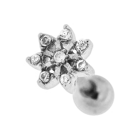 Micro Jeweled Flower Cartilage Tragus Piercing Ear Stud