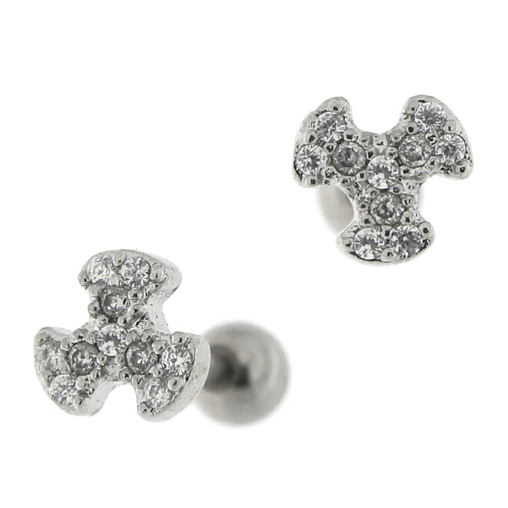 Micro Jeweled Biohazard Cartilage Tragus Piercing Ear Stud