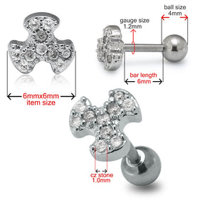 Micro Jeweled Biohazard Cartilage Tragus Piercing Ear Stud