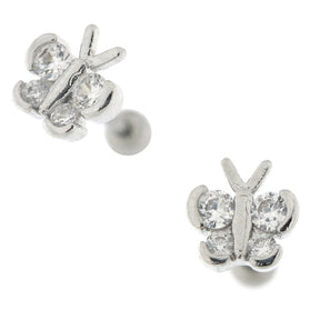 Jeweled Butterfly Cartilage Tragus Piercing Ear Stud