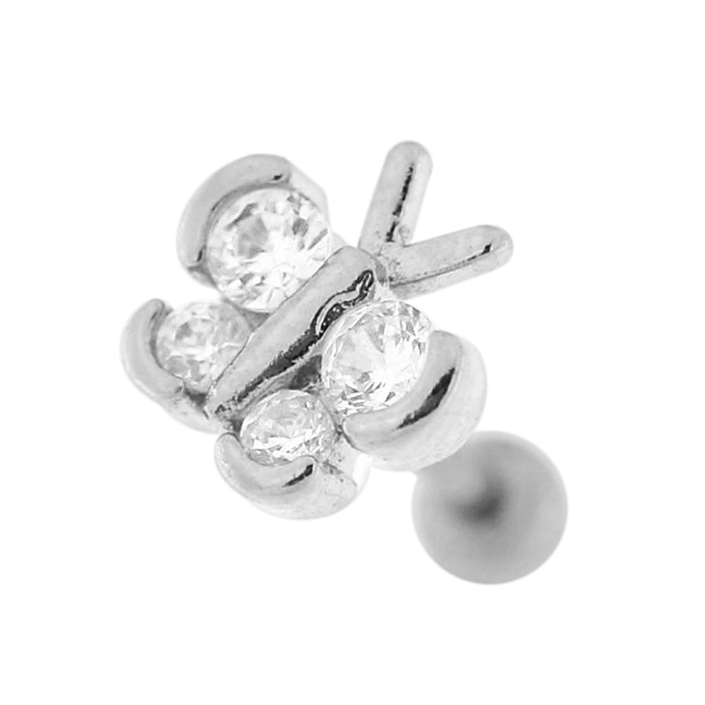 Jeweled Butterfly Cartilage Tragus Piercing Ear Stud