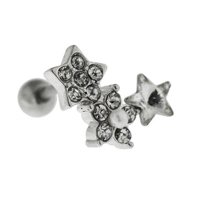 Cartilage Tragus Piercing Jeweled Flower with Star Ear Stud