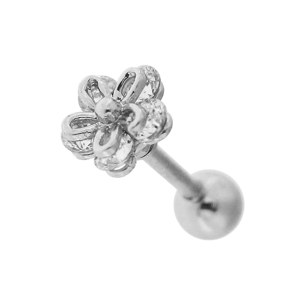 Cartilage Helix Tragus Piercing Jeweled 5 stone Flower Ear Stud