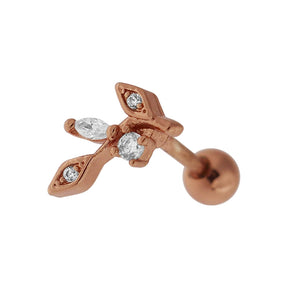 Cartilage Helix Tragus Piercing Jeweled Floral Ear Stud