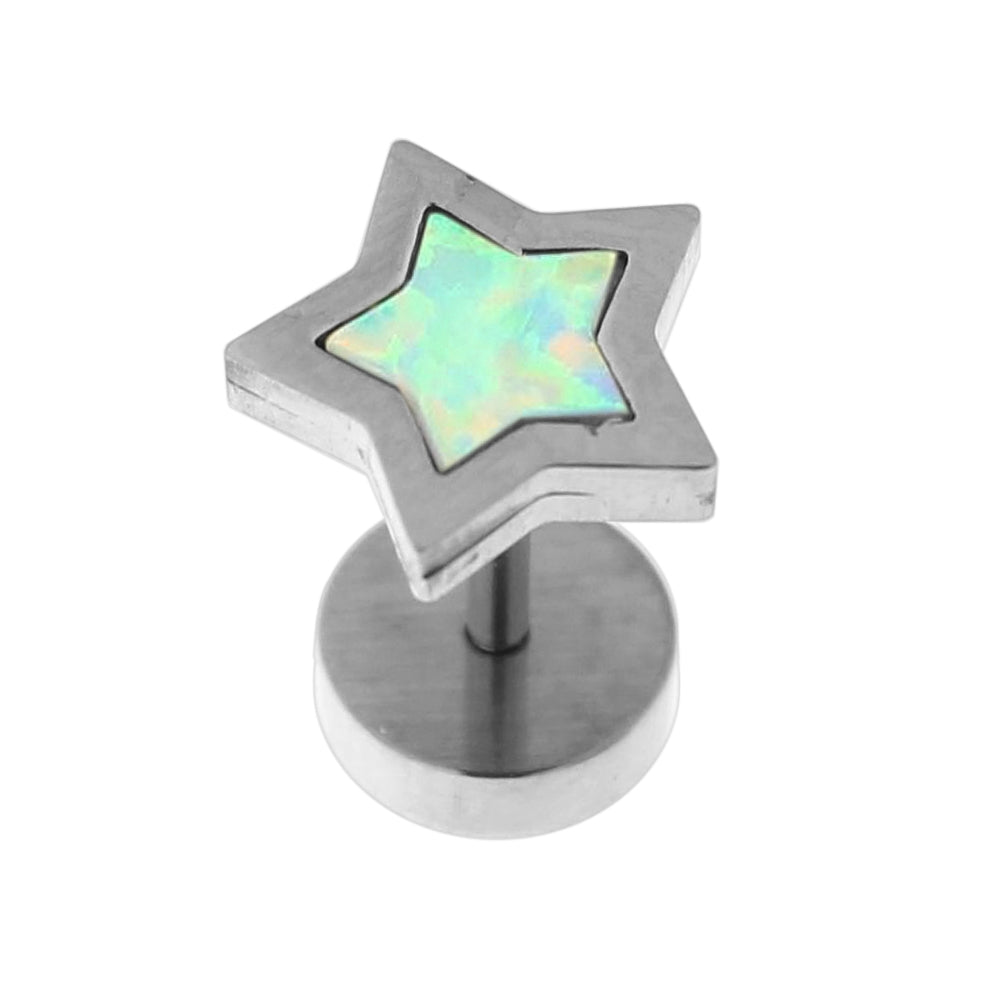 316L Surgical Steel Star Opal Stone Fake Ear Plug