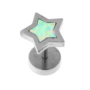 316L Surgical Steel Star Opal Stone Fake Ear Plug