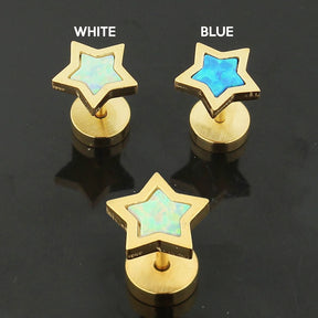 Gold Plated Star Opal Stone Fake Ear Plug