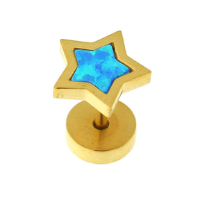 Gold Plated Star Opal Stone Fake Ear Plug