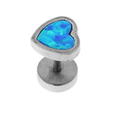 316L Surgical Steel Heart Opal Stone Fake Ear Plug