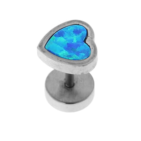 316L Surgical Steel Heart Opal Stone Fake Ear Plug