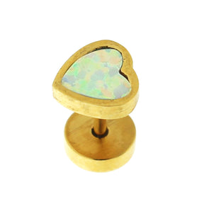 Gold Plated Heart Opal Stone Fake Ear Plug