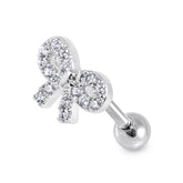 Clear Gem Bow Top Cartilage Helix Tragus Piercing Surgical Steel  Ear Stud