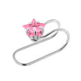 Star Jeweled Pressing Type Non Piercing Cartilage Clip on Ear ring  Pink