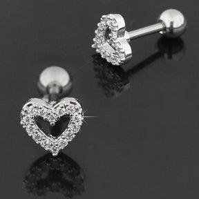 Micro Jeweled Tiny Heart Cartilage Helix Tragus Piercing Ear Stud