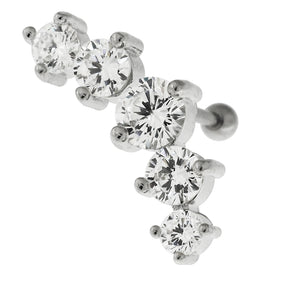 Dazzling Five CZ Stone Cartilage Helix Tragus Piercing Ear Stud