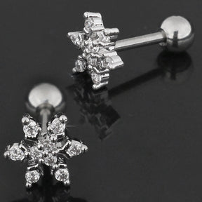 Jeweled Snow Flake Cartilage Helix Tragus Piercing Ear Stud