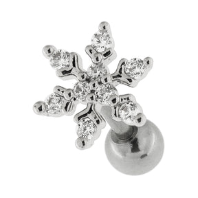 Jeweled Snow Flake Cartilage Helix Tragus Piercing Ear Stud