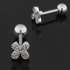 Jeweled Flower Micro Setting CZ Cartilage Helix Tragus Piercing Ear Stud