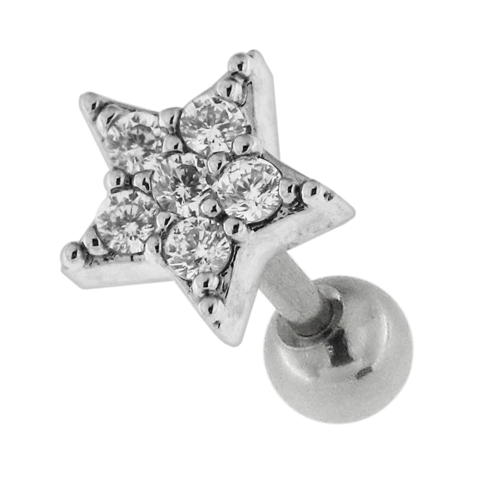 Jeweled Star with Micro Setting CZ Cartilage Helix Tragus Piercing Ear Stud