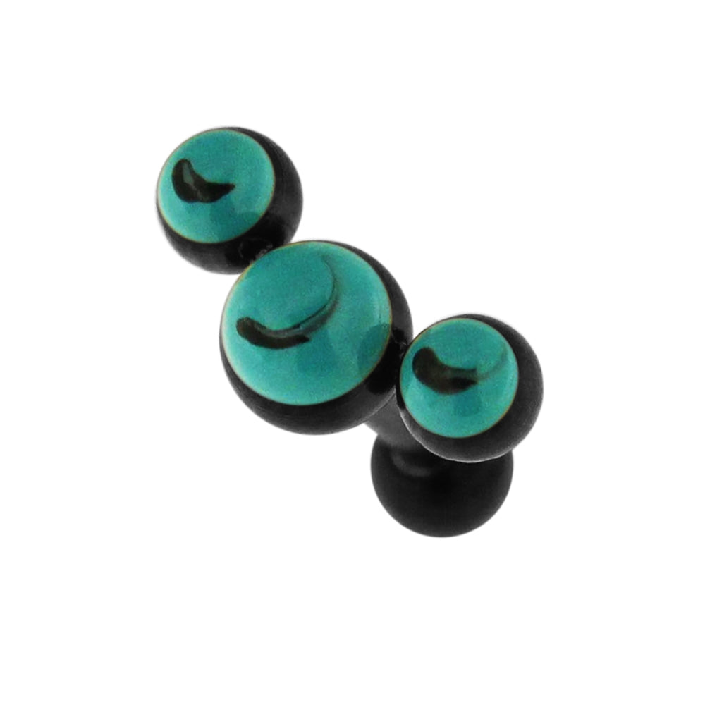 Tri Turquoise Stones Cartilage Helix Tragus Piercing Ear Stud