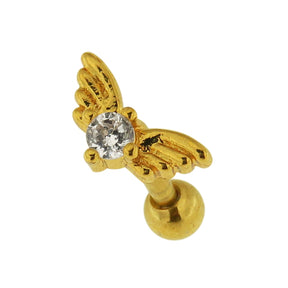 Jeweled Wings Heart Cartilage Helix Tragus Piercing Ear Stud