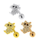 Micro Jeweled Hello Kitty Cartilage Helix Tragus Piercing Ear Stud