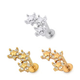 Tri Star Flower Cartilage Helix Tragus Piercing Ear Stud