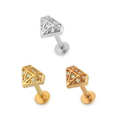 Jeweled Diamond Shape Cartilage Helix Tragus Piercing Ear Stud