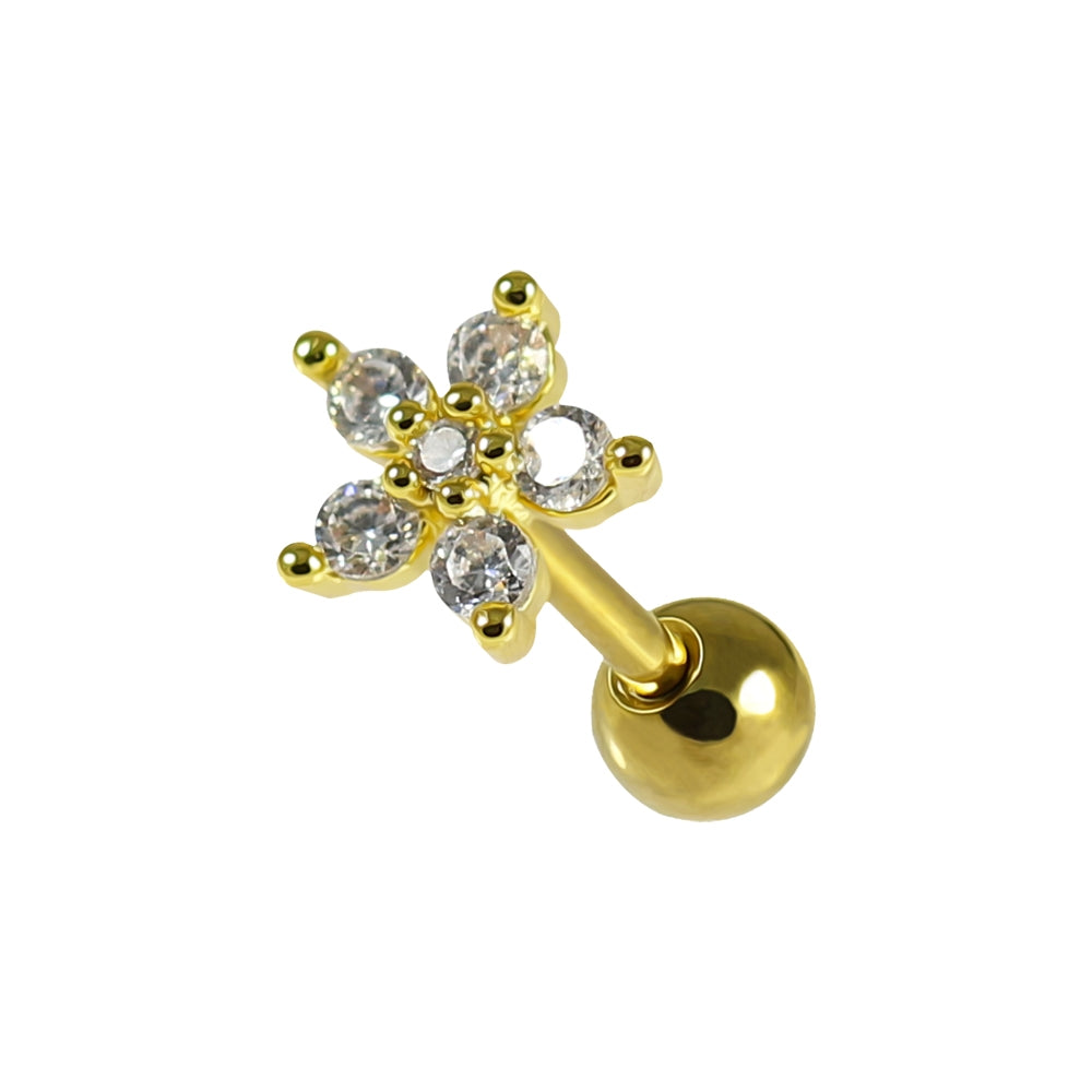 Cartilage Helix Tragus Piercing Center Jeweled Flower Ear Stud