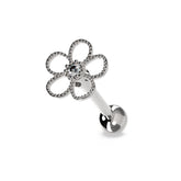 Cartilage Helix Tragus Piercing Center Jeweled Flower Ear Stud