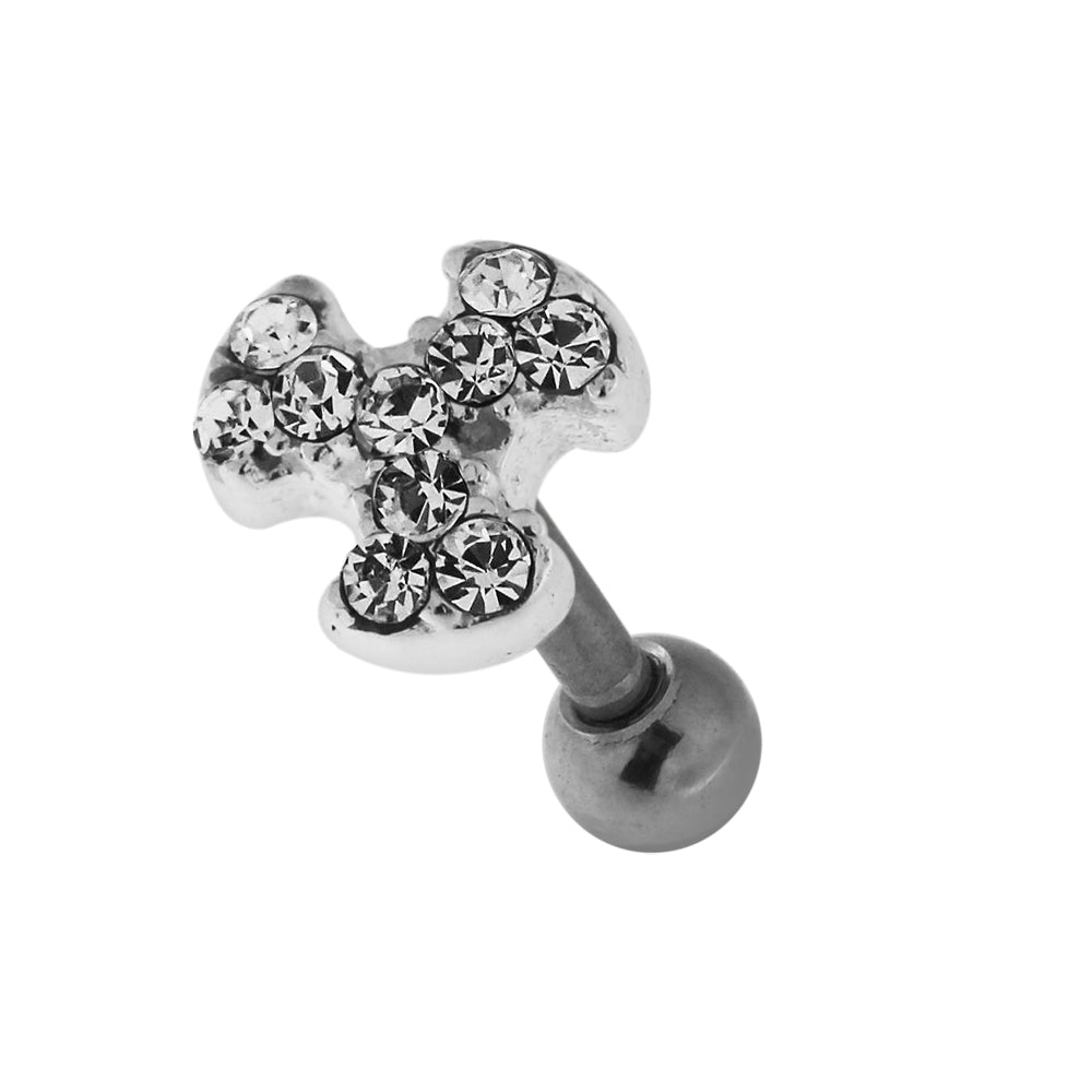 Jeweled Biohazard Sign 925 Sterling Silver Cartilage Tragus Piercing  Red