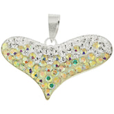 Multi Crystal Stone Heart With Silver Pendent