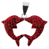 Crystal Red stone Dolphin Pendent