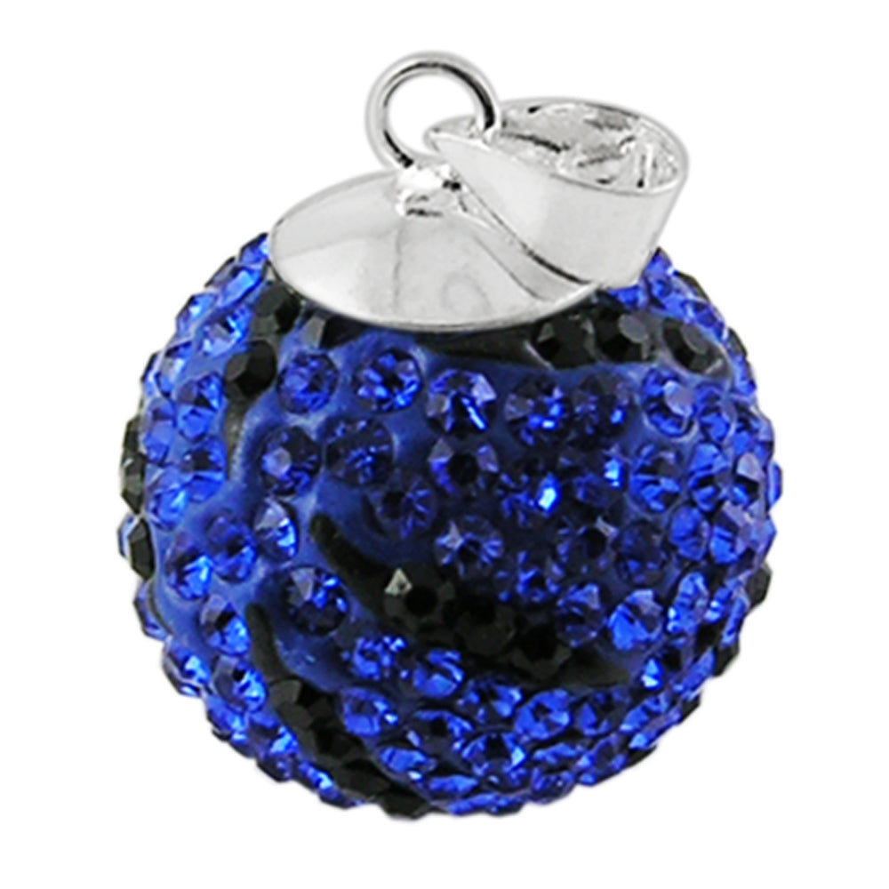 Royal Blue With Black Crystal stone With Silver Zebra Pendent